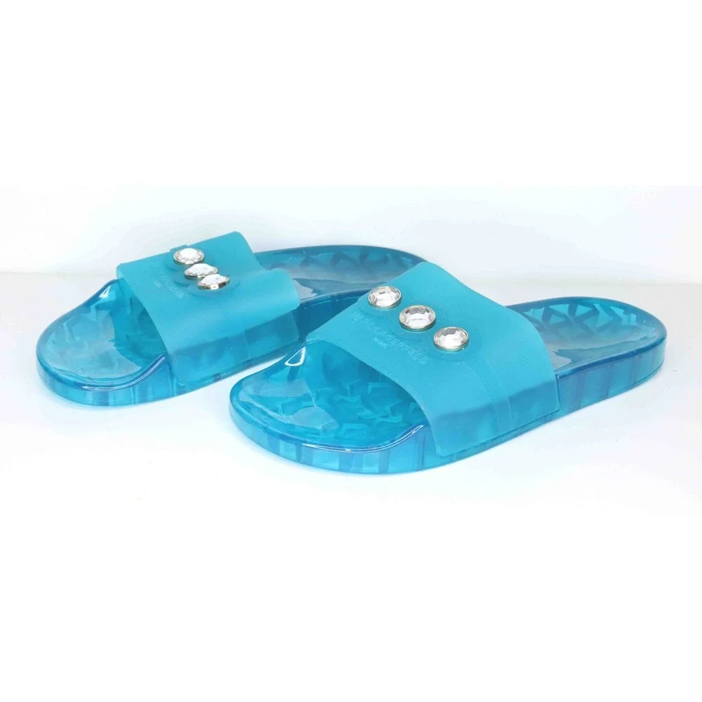 Karl Lagerfeld Blue Toni Designer Pool Sandals Diamond Comfort Slides Womens‎ 7 - Picture 3 of 8
